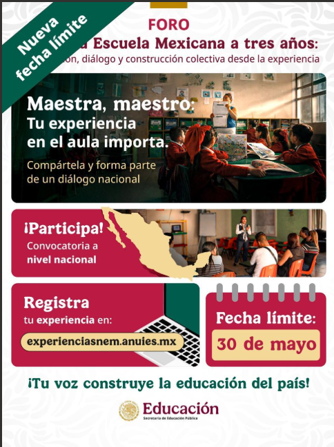 Convocatoria del Foro "La Nueva Escuela Mexicana a tres años"